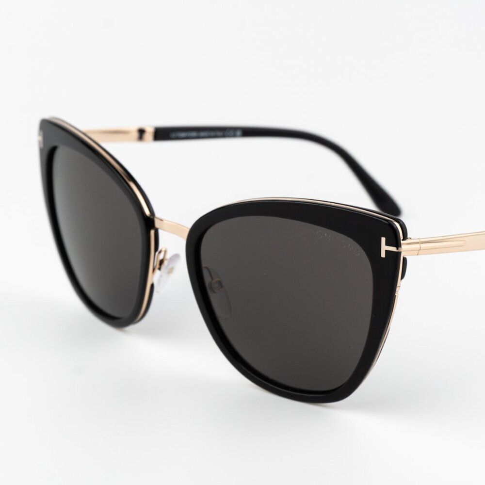 Tom Ford SIMONA Women Sunglasses Black Gold Smoke Semi Cat Eye FT0717 01A NEW - Picture 4 of 12